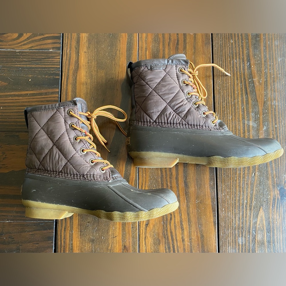 Brown Quilted Duck Boots